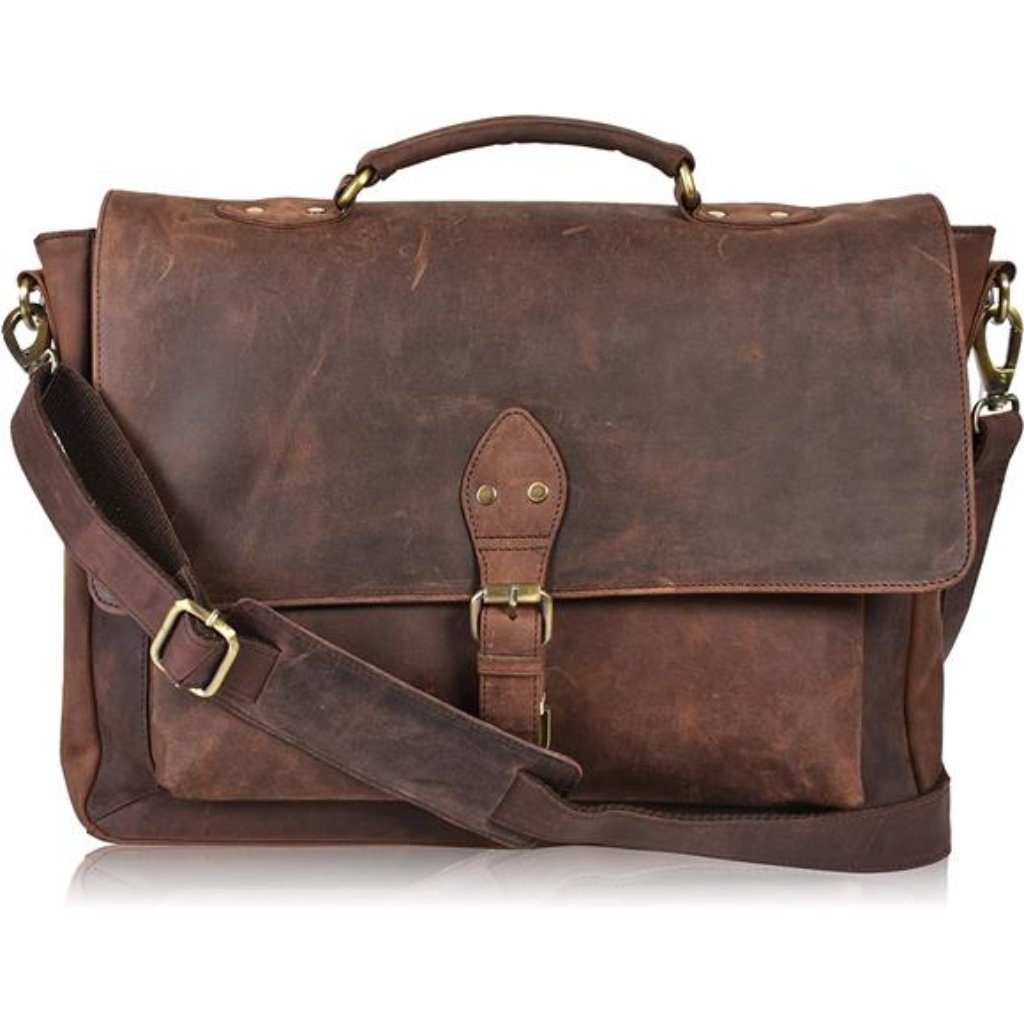 Leather Laptop Messenger Bag Briefcase Travel Bag For Men And Women